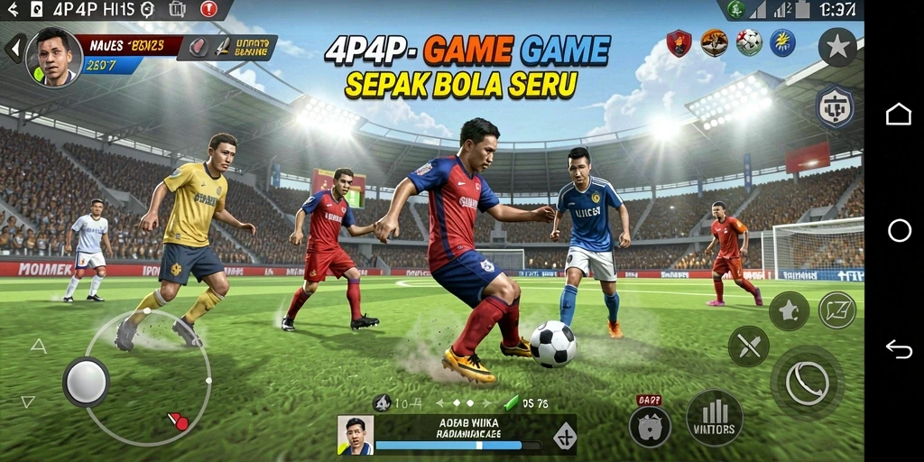 Tangkapan layar aksi seru dalam permainan sepak bola 4P4P.