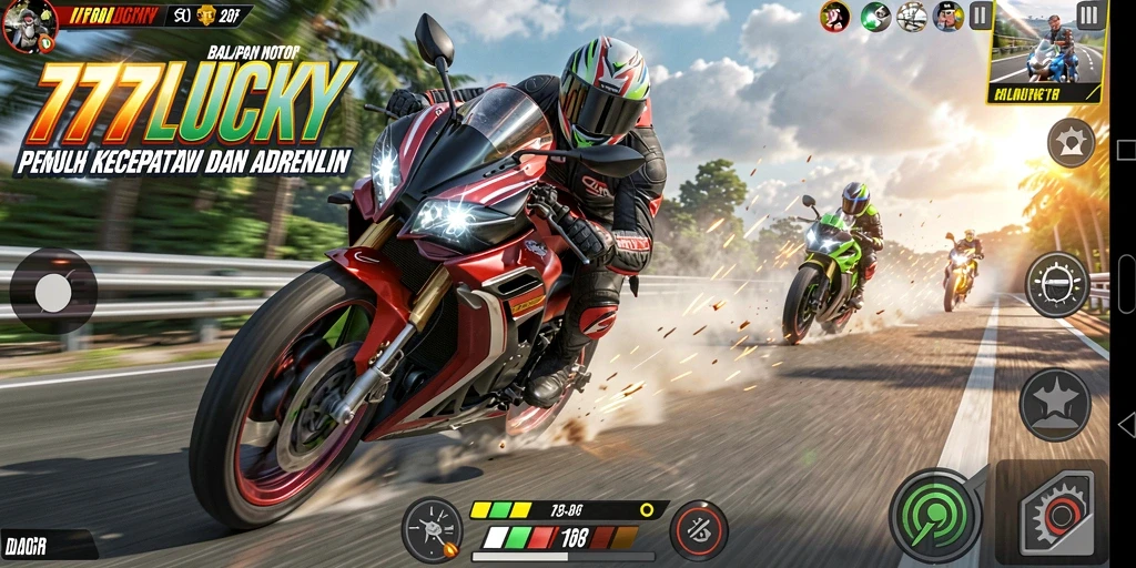 Gameplay menarik dengan balapan motor yang mendebarkan.