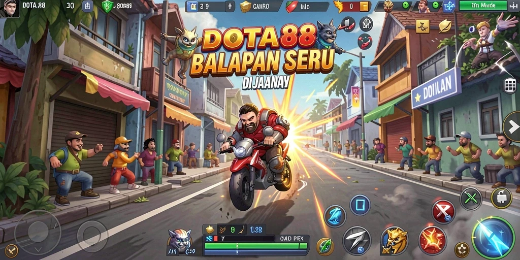 Screenshot DOTA88 menunjukkan aksi balapan yang mendebarkan dan grafis menawan.