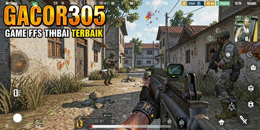 Tangkapan layar utama GACOR305 menampilkan aksi seru dalam gameplay FPS.