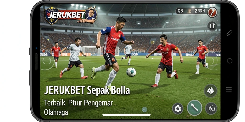 Screenshot gameplay JERUKBET menampilkan aksi seru di lapangan sepak bola.