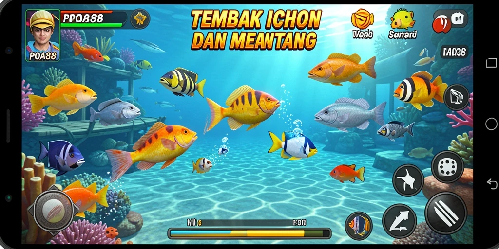 Screenshot dari gameplay seru POA88 dalam aksi Tembak Ikan.