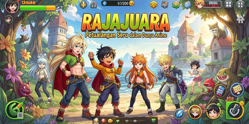 Screenshot gameplay RAJAJUARA yang penuh aksi dan warna.