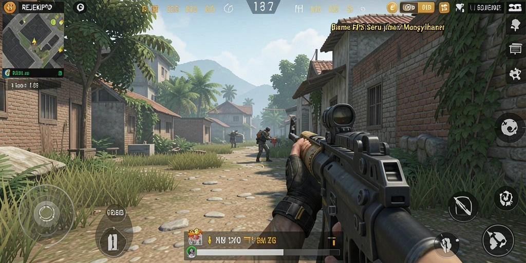 Screenshot gameplay REJEKIPOP dengan aksi tembak-menembak yang seru.