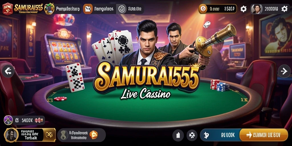 Screenshot gameplay SAMURAI555 menampilkan suasana kasino yang hidup.