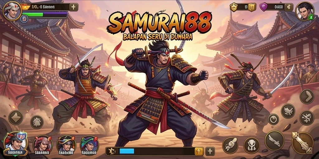 Tampilan seru gameplay balapan dalam SAMURAI88.