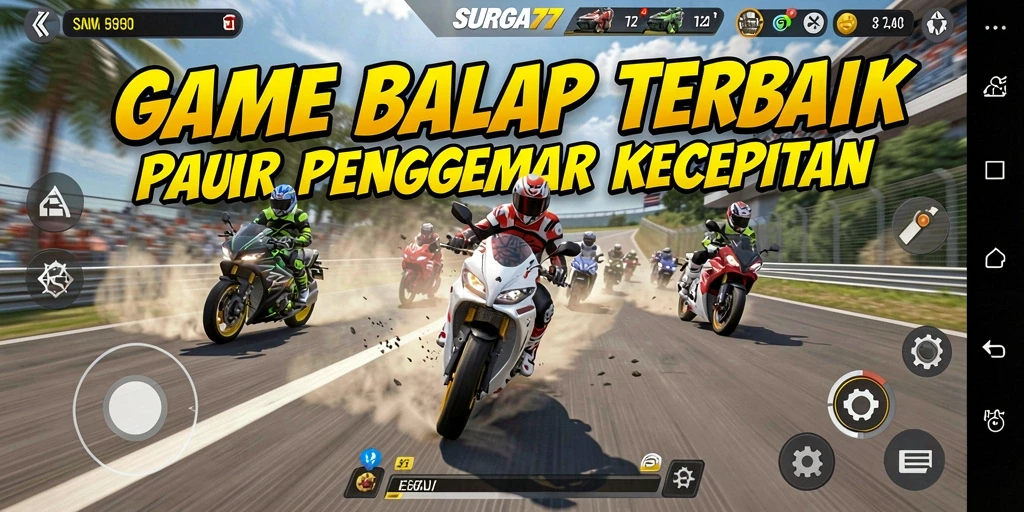 Screenshot menampilkan aksi balap motor yang mendebarkan.