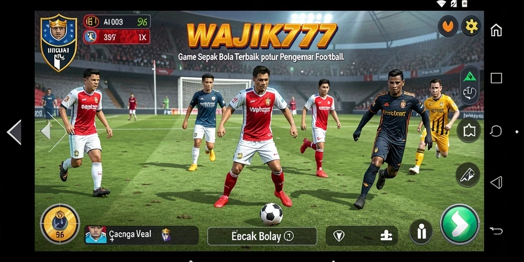 Tampilan gameplay menegangkan di WAJIK777 saat pertandingan sepak bola.