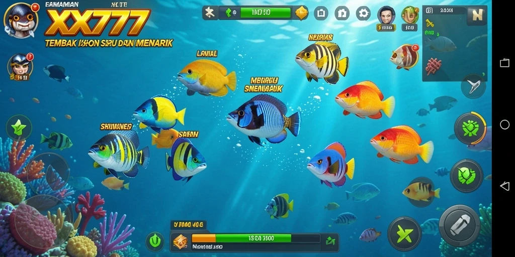 Tampilan gameplay XXX777 yang menarik saat menembak ikan.